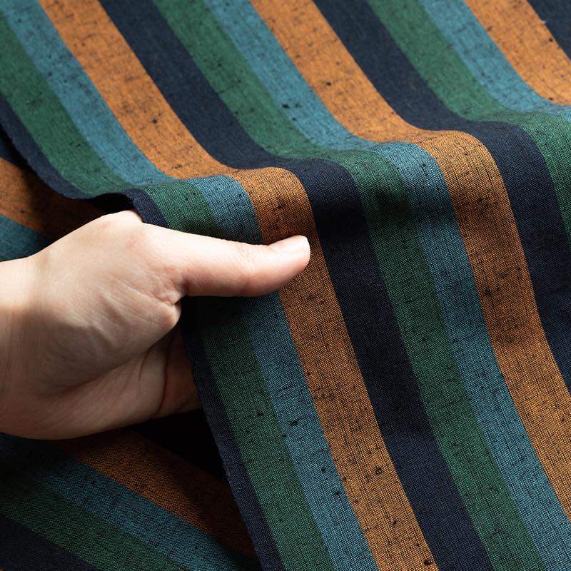 【遠州綿紬】縞紬S-28「夕紅(ゆうくれない)」