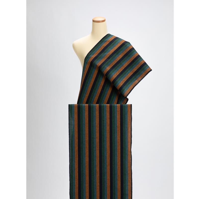 【遠州綿紬】縞紬S-28「夕紅(ゆうくれない)」