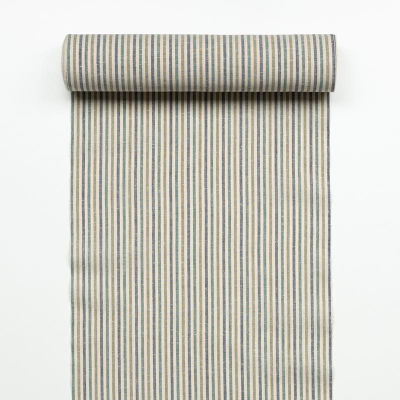 【遠州綿紬】縞紬S-41「若葉」