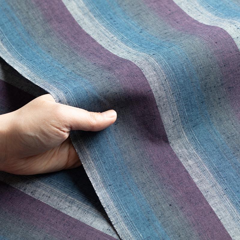 【遠州綿紬】縞紬 S-50「紫陽花」カット売り