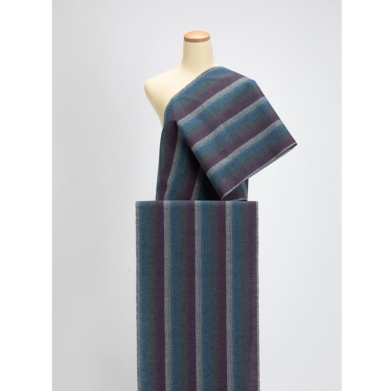 【遠州綿紬】縞紬 S-50「紫陽花」カット売り