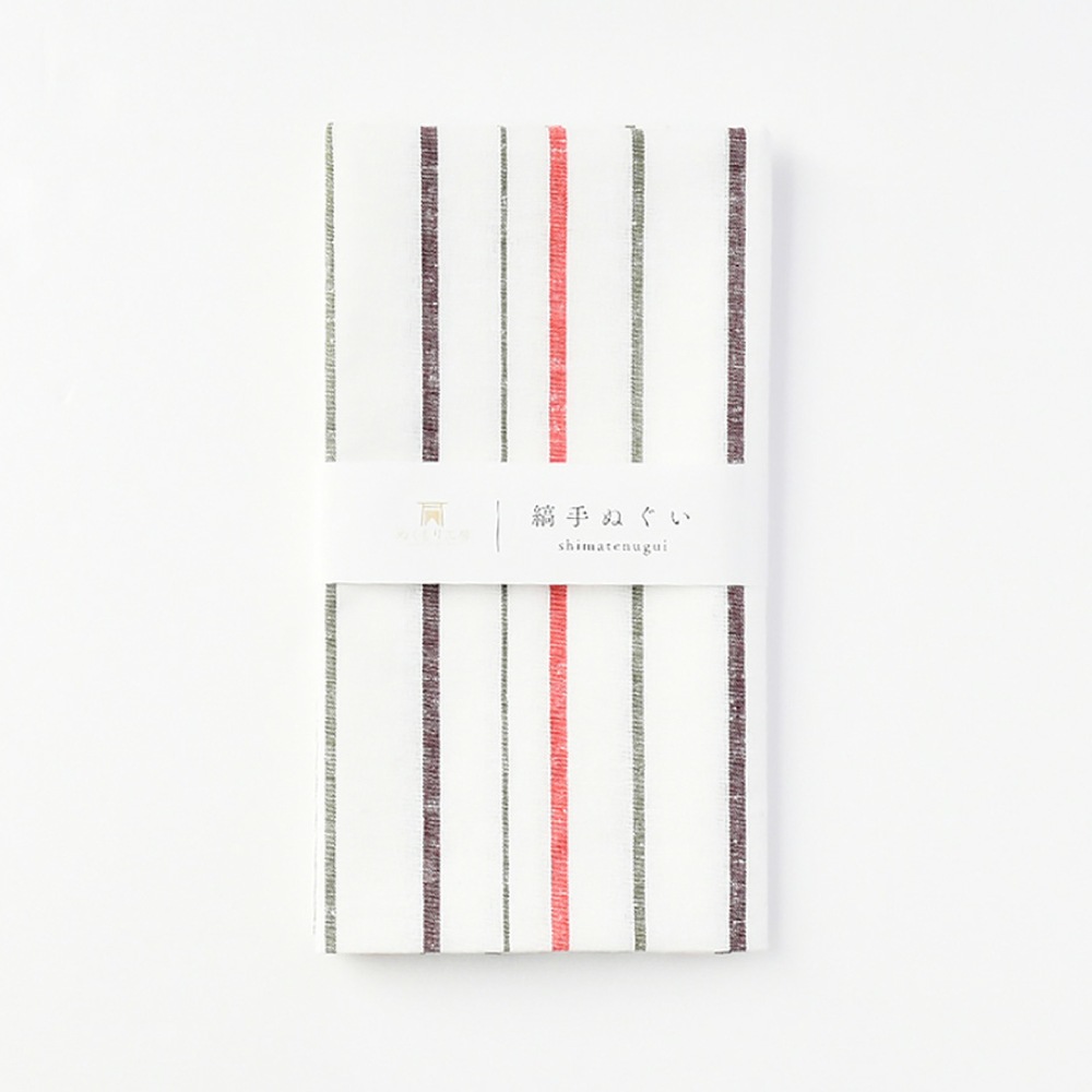 遠州綿紬 縞手ぬぐい 白雨(はくう)