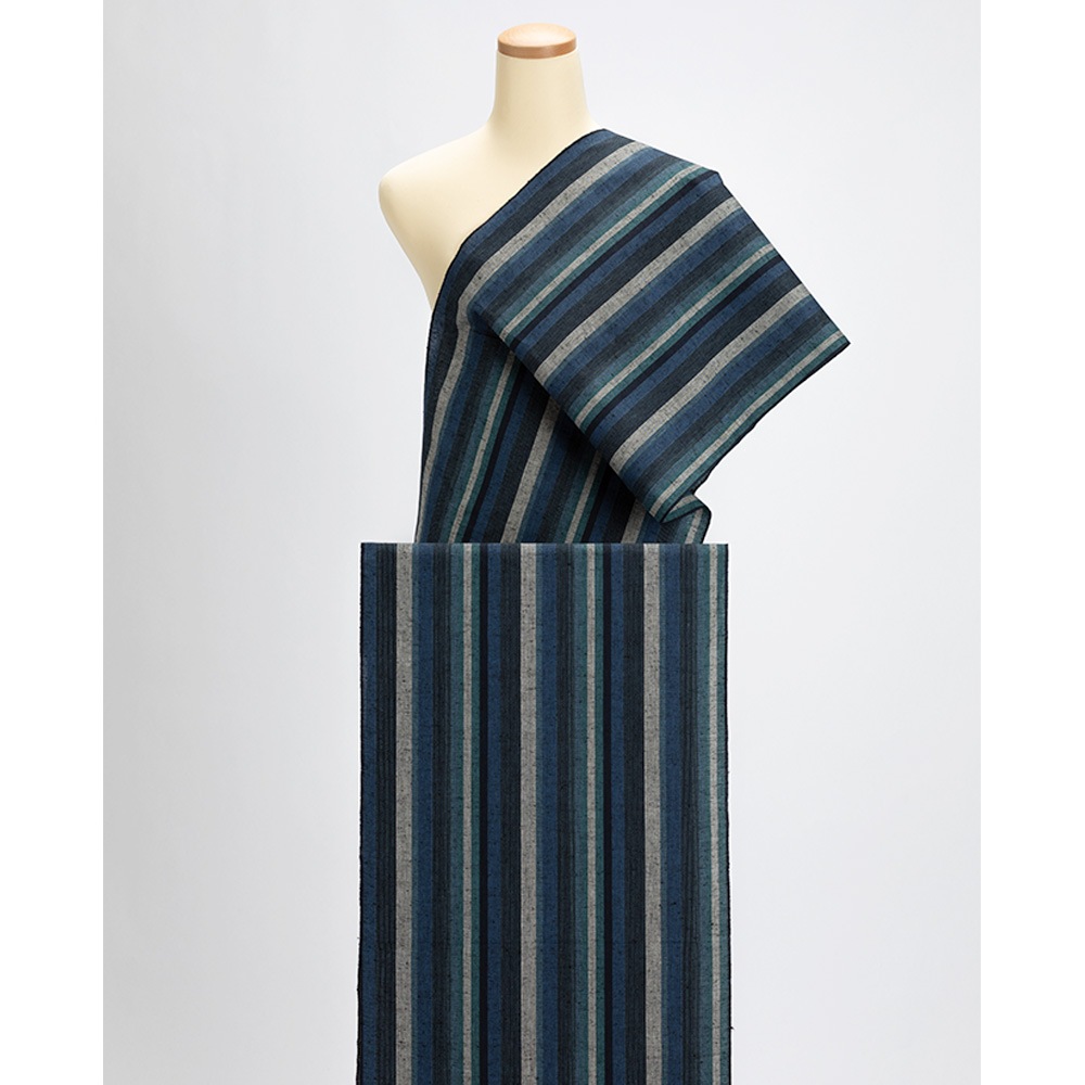 【遠州綿紬】縞紬S-11「大海（たいかい）」カット売り