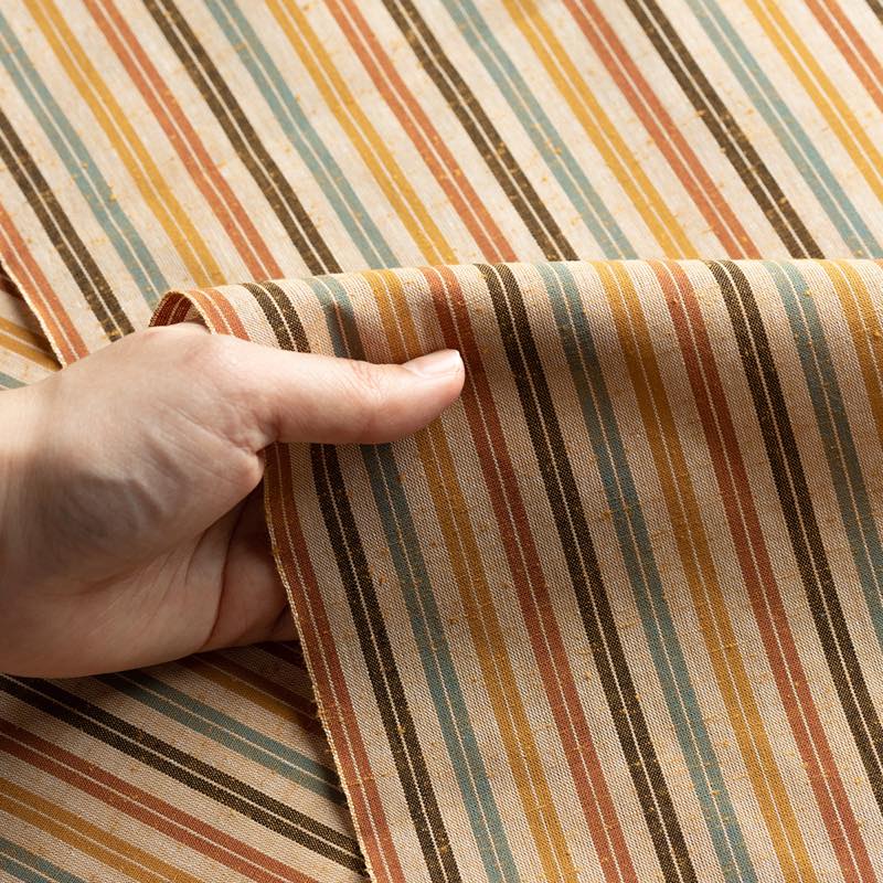 【遠州綿紬】縞紬 S-36「黄葉（こうよう）」カット売り