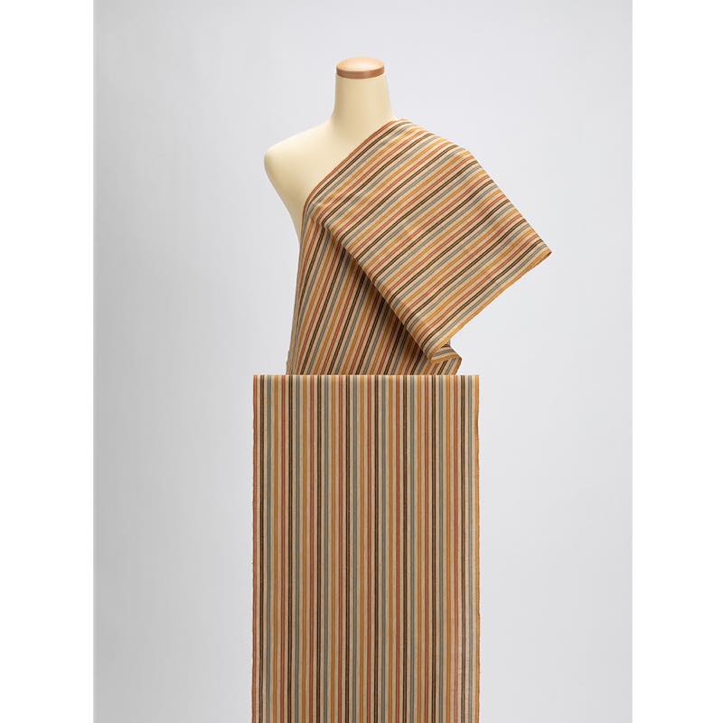 【遠州綿紬】縞紬 S-36「黄葉（こうよう）」カット売り