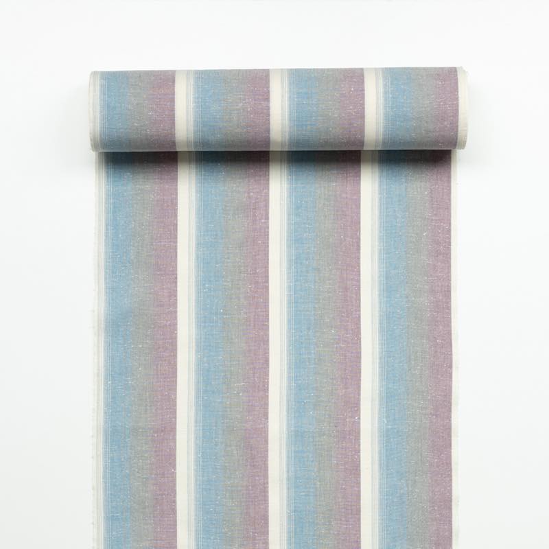 【遠州綿紬】縞紬 S-58「月白」カット売り