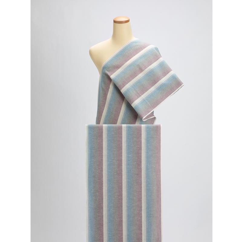 【遠州綿紬】縞紬 S-58「月白」カット売り