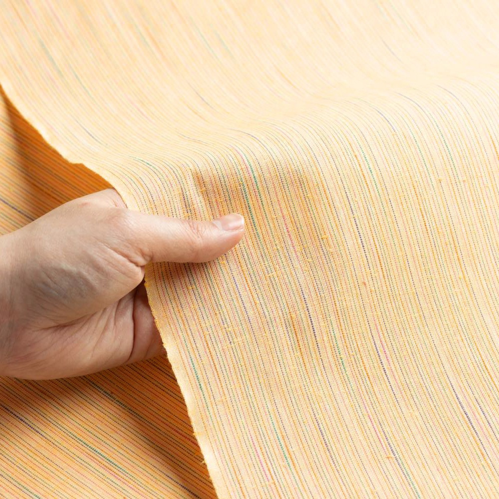 【遠州綿紬】なないろ広巾「たまご色」カット売り