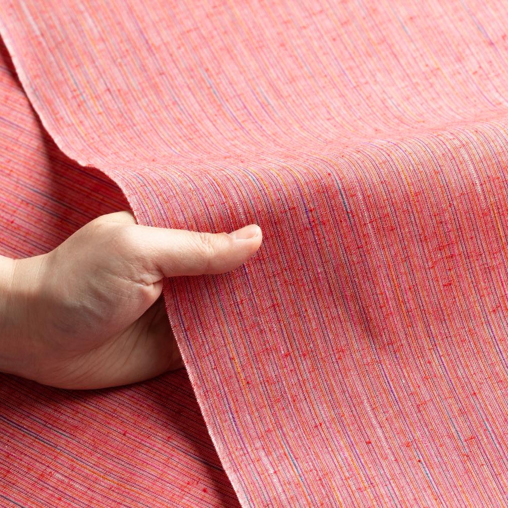 【遠州綿紬】なないろ広巾「赤」カット売り