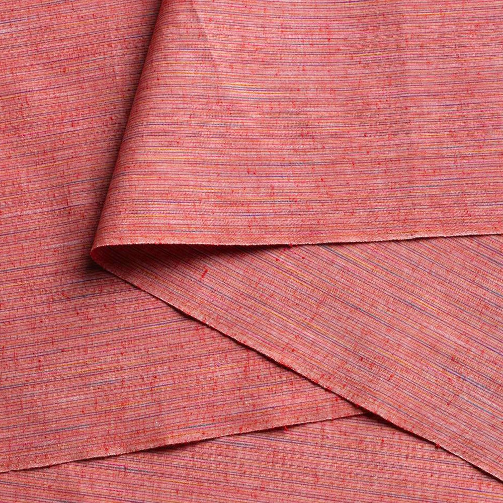 【遠州綿紬】なないろ広巾「赤」カット売り