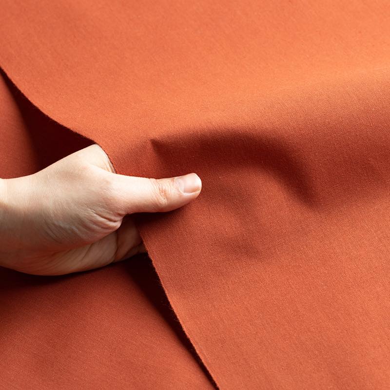 【遠州綿紬】無地もめん「レンガ色」