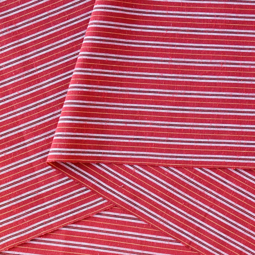 【遠州綿紬】縞紬 S-115「赤いちじく」