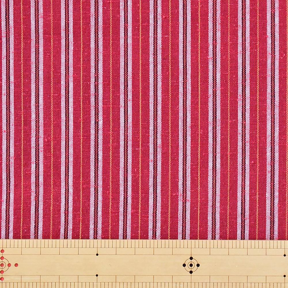 【遠州綿紬】縞紬 S-115「赤いちじく」
