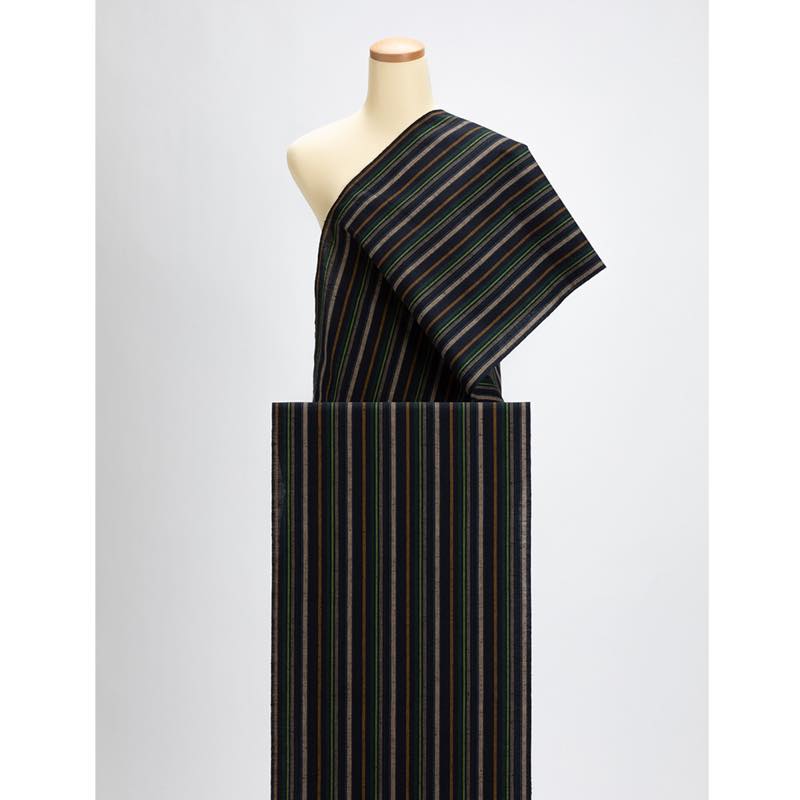 【遠州綿紬】縞紬S-22「薫風（くんぷう）」