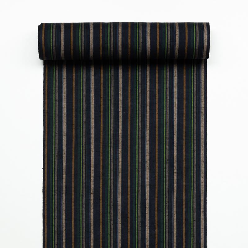 【遠州綿紬】縞紬S-22「薫風（くんぷう）」