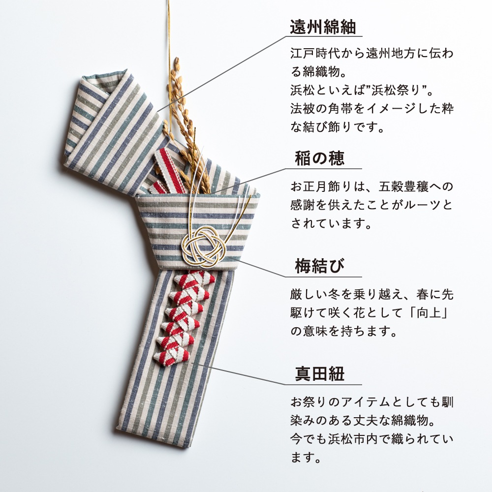 【12/25頃お届け】遠州綿紬のお正月飾り S-41 若葉-わかば-