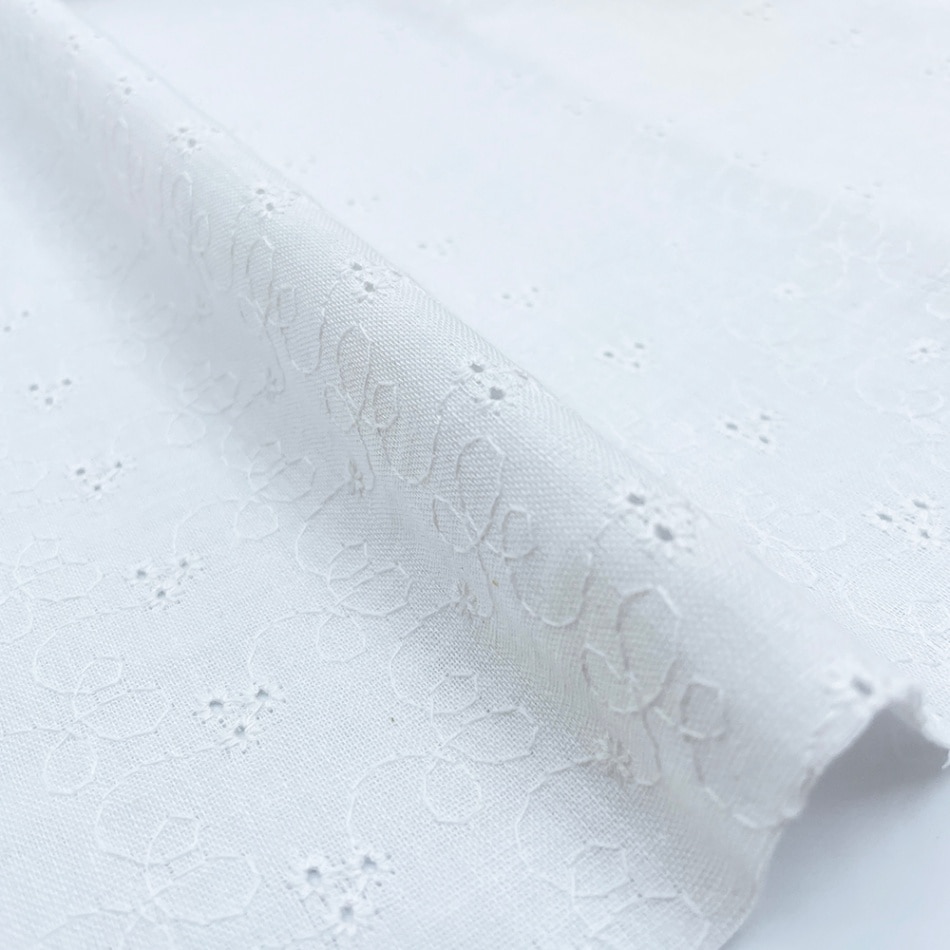 ダブルガーゼレース 刺しゅう柄 ダブルガーゼ生地 (ホワイト)