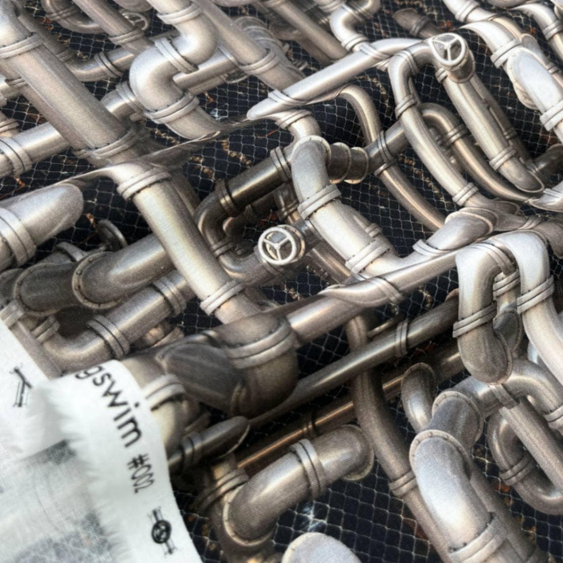 【mingswim】交差する配管 デジタルプリント｜シーチング