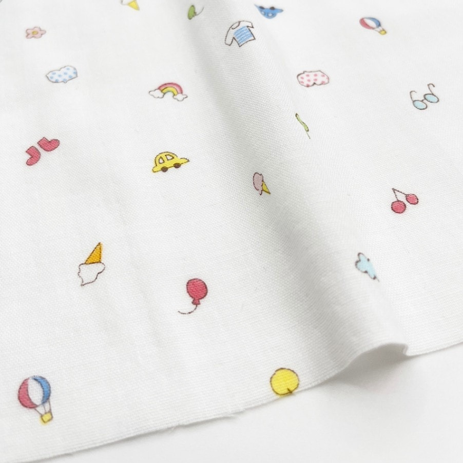 【nu-nos original good fabric】play Land｜ダブルガーゼ  コットン (ホワイト)