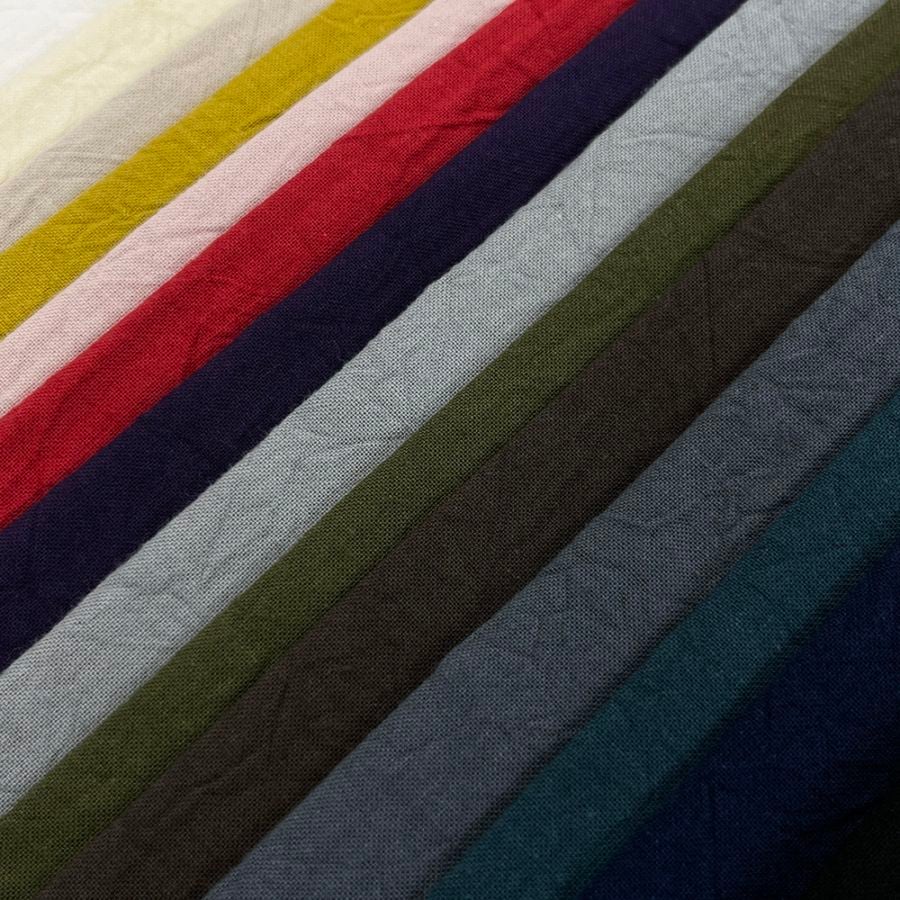 ハンドワッシャーシーチング｜無地 シワ加工 コットン