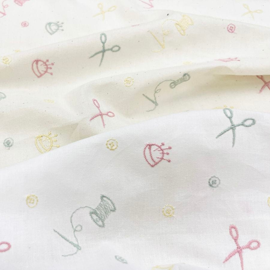 ソーイングマテリアル刺しゅう　ペールカラー｜キャンブリック生地　刺繍