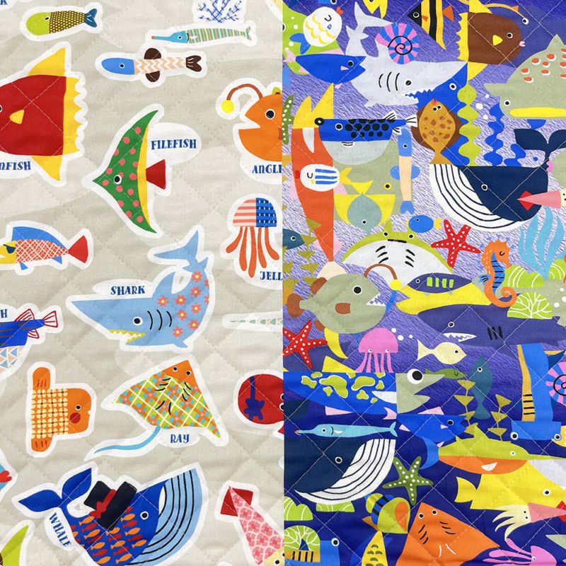 【Riconic】「おしゃれなさかな図鑑」 デジタルプリント｜キルティング