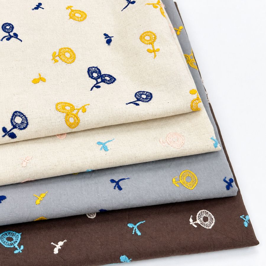 【Riconic】 ポピー 刺しゅう ｜綿麻シーチング　コットンシーチング　刺繍
