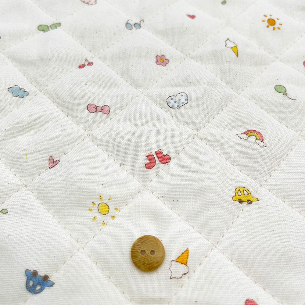 キルティング【nu-nos original good fabric】play Land|ダブルガーゼ コットン (ナチュラル)