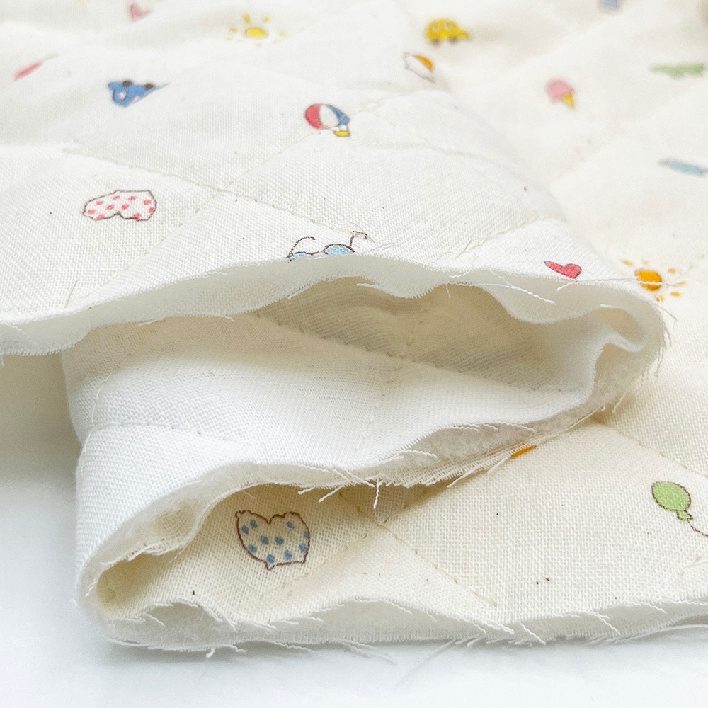 キルティング【nu-nos original good fabric】play Land|ダブルガーゼ コットン (ナチュラル)