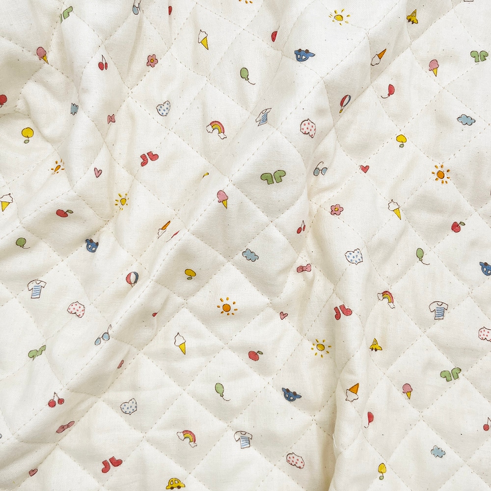 キルティング【nu-nos original good fabric】play Land|ダブルガーゼ コットン (ナチュラル)