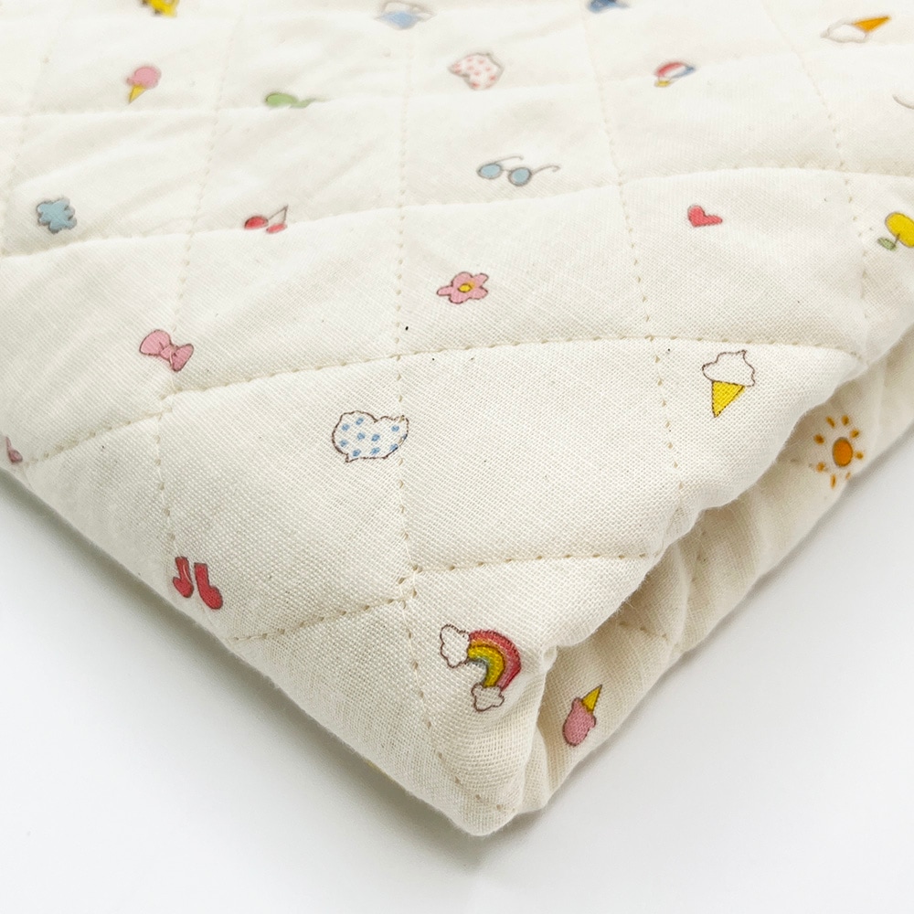 キルティング【nu-nos original good fabric】play Land|ダブルガーゼ コットン (ナチュラル)