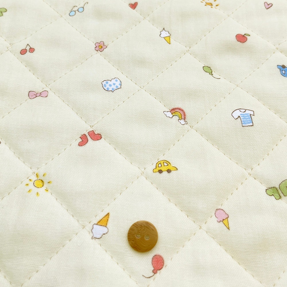 キルティング【nu-nos original good fabric】play Land|ダブルガーゼ コットン (クリームイエロー)