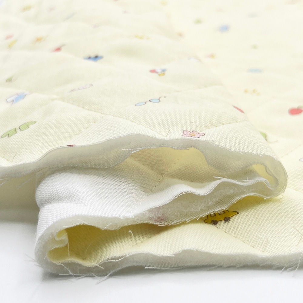 キルティング【nu-nos original good fabric】play Land|ダブルガーゼ コットン (クリームイエロー)