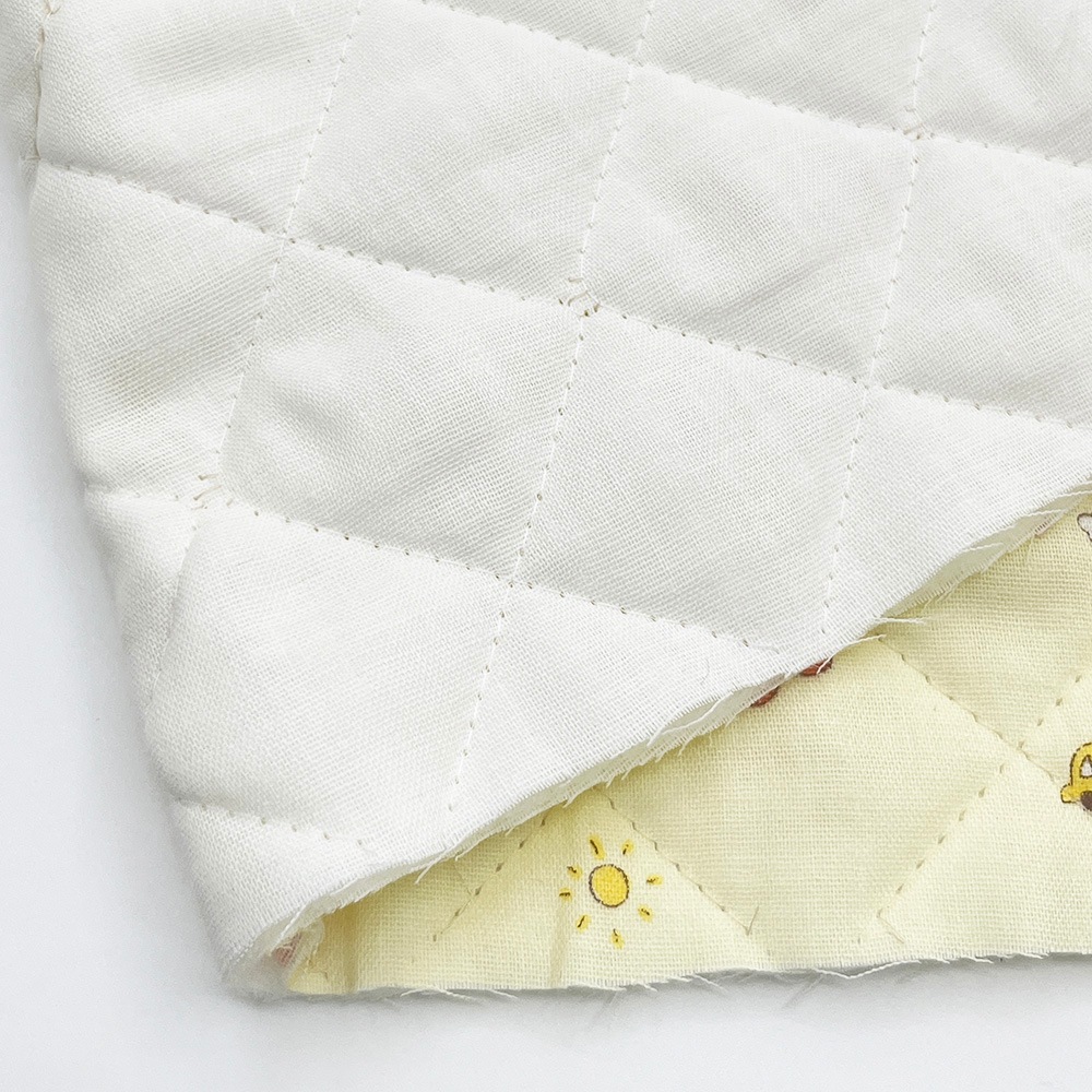 キルティング【nu-nos original good fabric】play Land|ダブルガーゼ コットン (クリームイエロー)