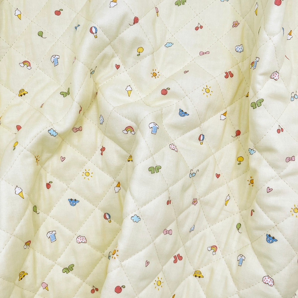 キルティング【nu-nos original good fabric】play Land|ダブルガーゼ コットン (クリームイエロー)