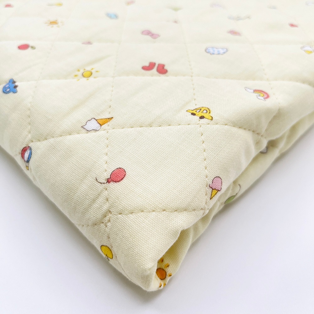 キルティング【nu-nos original good fabric】play Land|ダブルガーゼ コットン (クリームイエロー)