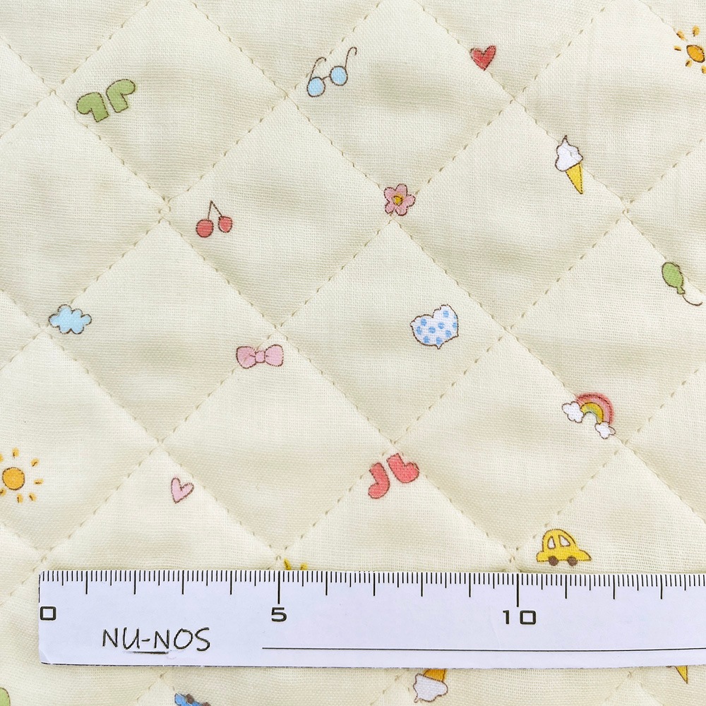 キルティング【nu-nos original good fabric】play Land|ダブルガーゼ コットン (クリームイエロー)