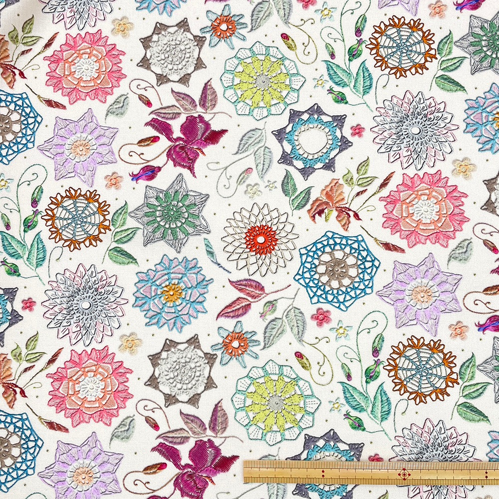 【Riconic】「レースフラワーにきゅんとして」 デジタルプリント|シーチング