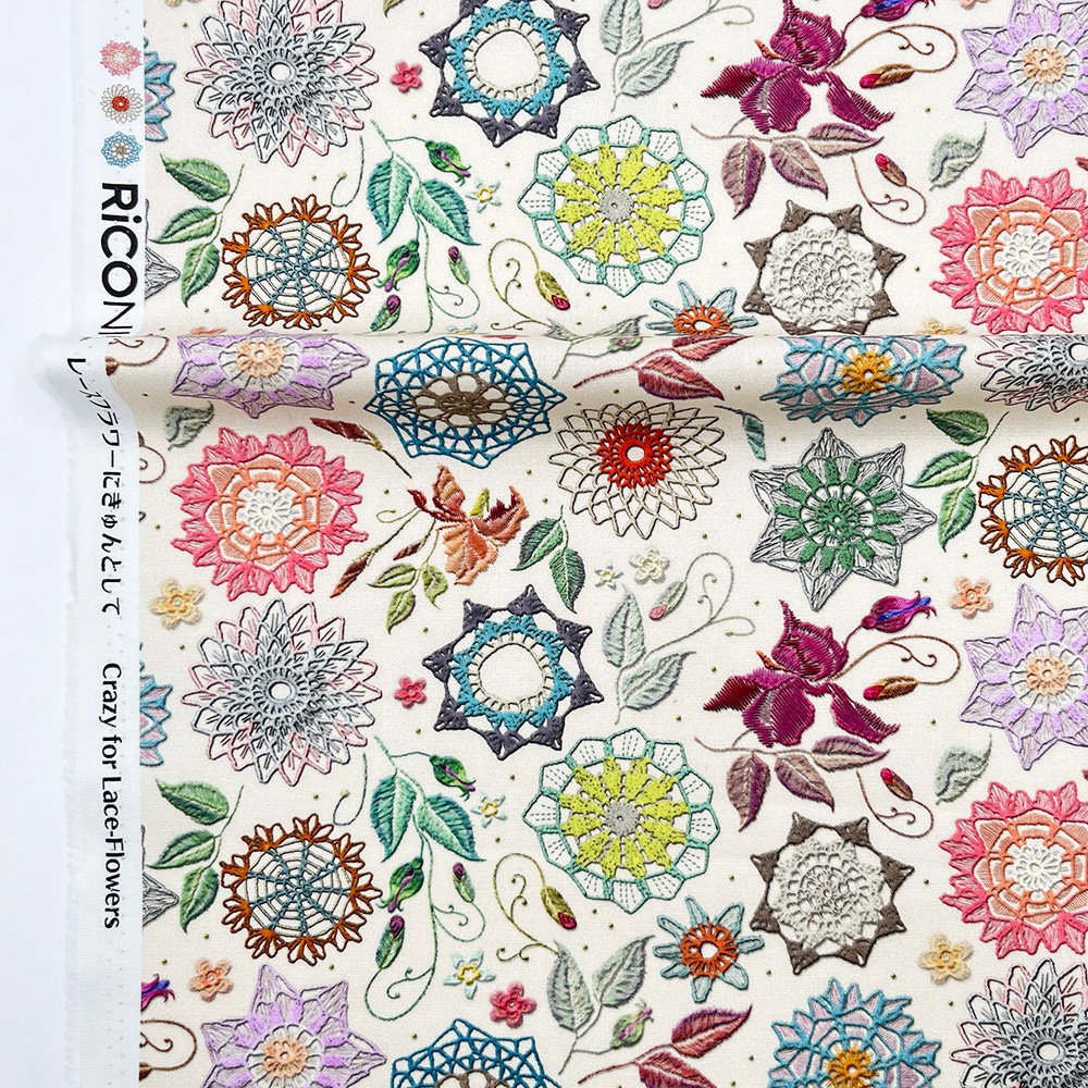 【Riconic】「レースフラワーにきゅんとして」 デジタルプリント|シーチング