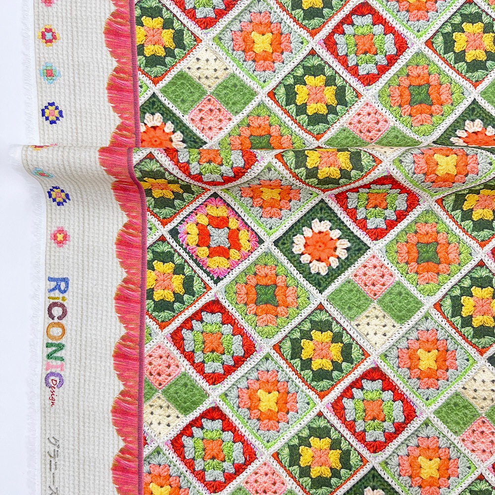 【Riconic】「グラニースクエア」 デジタルプリント｜シーチング