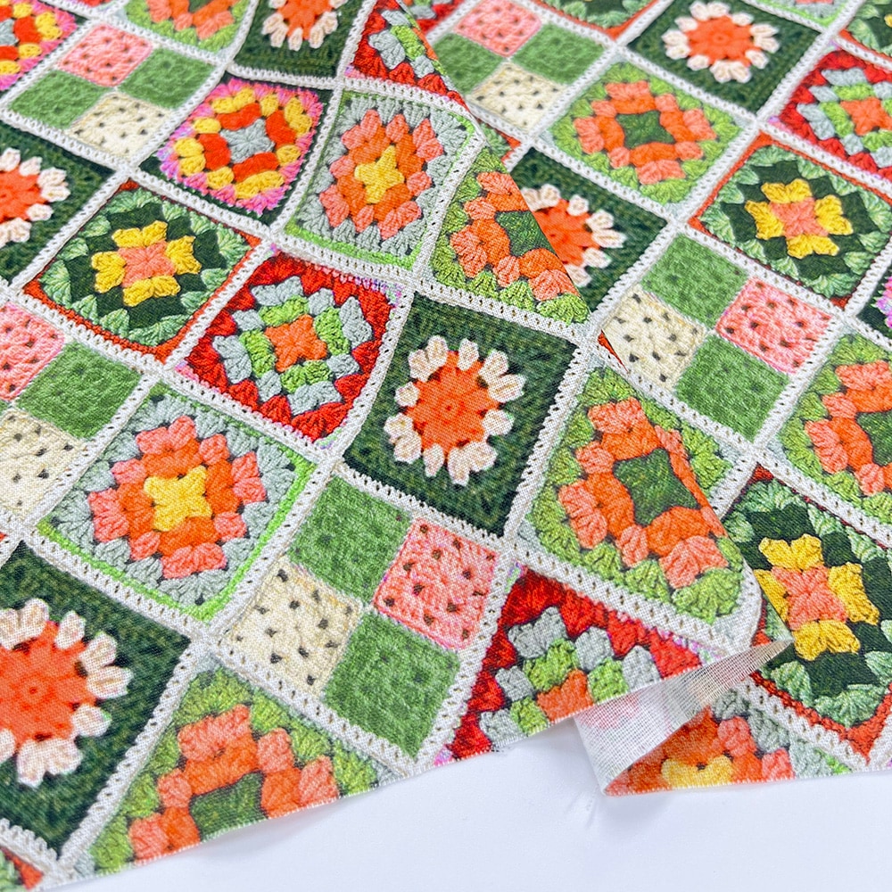 【Riconic】「グラニースクエア」 デジタルプリント｜シーチング