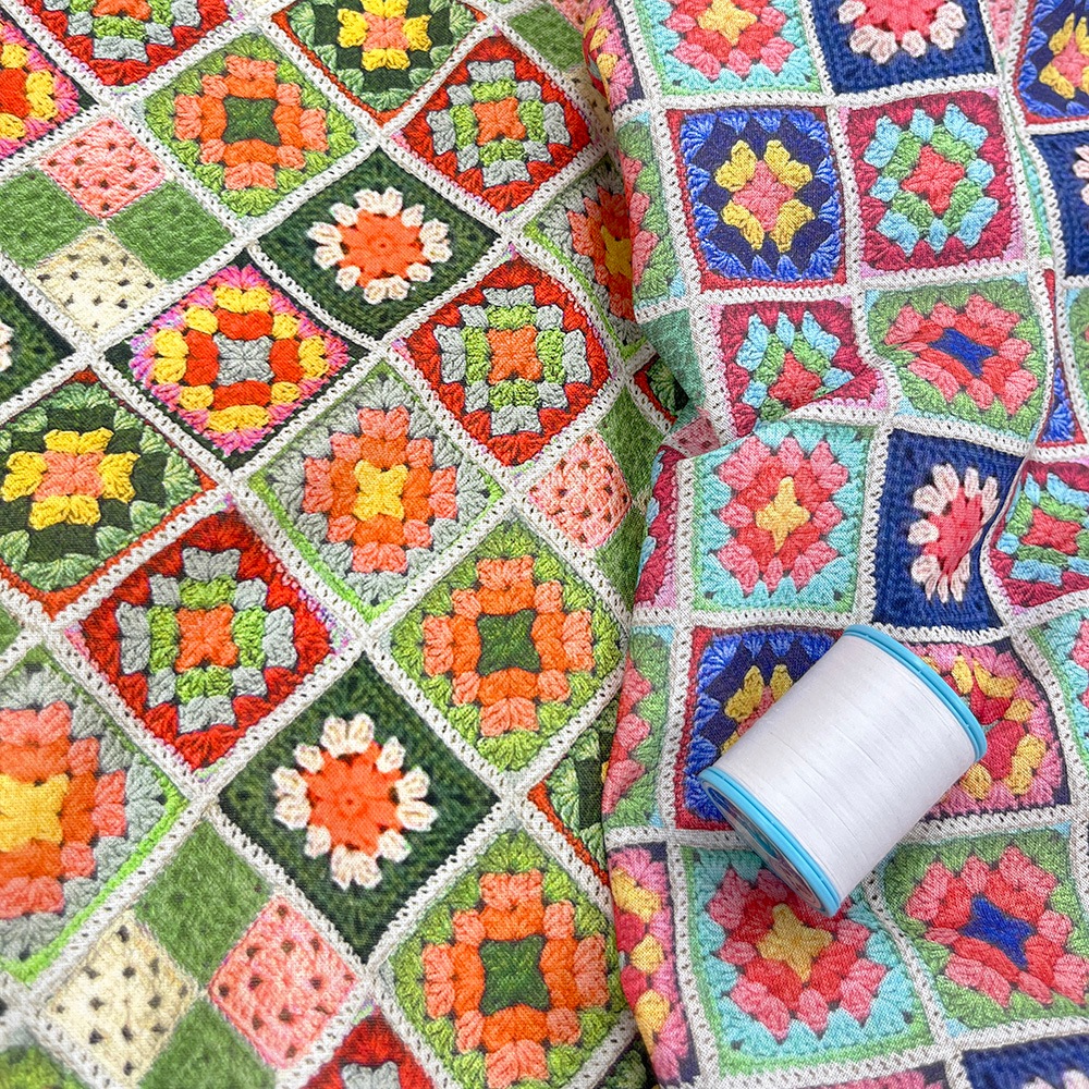 【Riconic】「グラニースクエア」 デジタルプリント｜シーチング