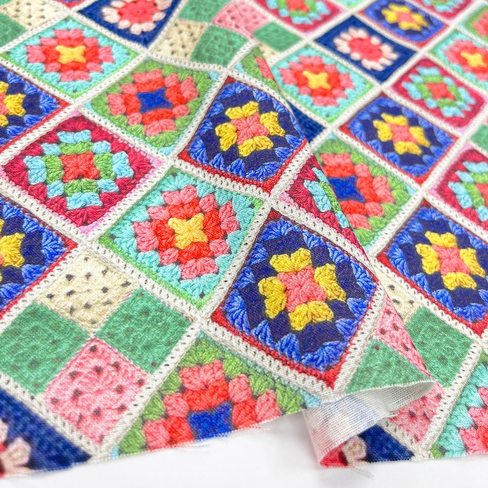 【Riconic】「グラニースクエア」 デジタルプリント｜シーチング