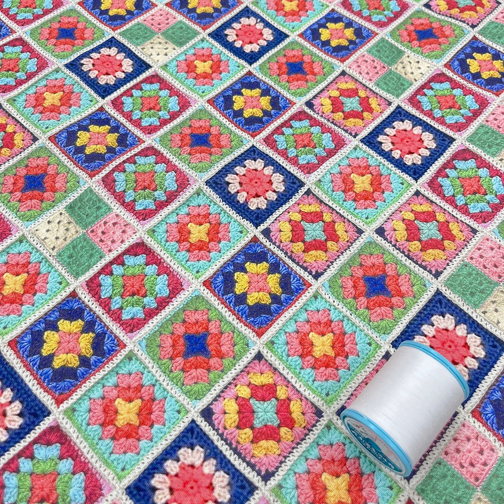 【Riconic】「グラニースクエア」 デジタルプリント｜シーチング