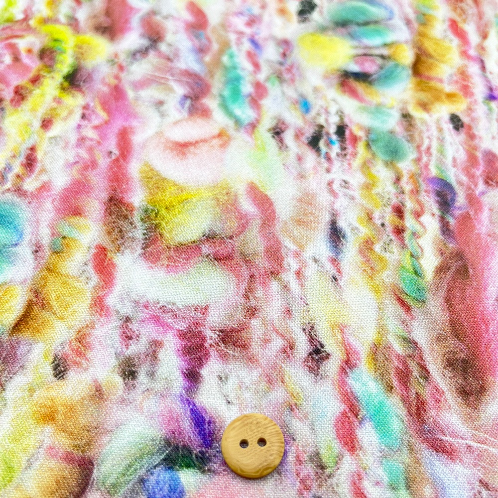 【Riconic】「もこもこ毛玉の大行進」 デジタルプリント｜シーチング