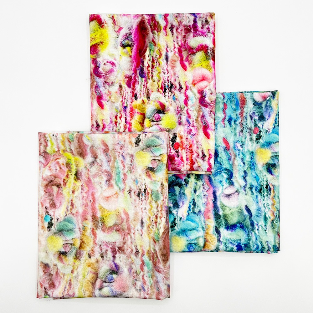 【Riconic】「もこもこ毛玉の大行進」 デジタルプリント｜シーチング