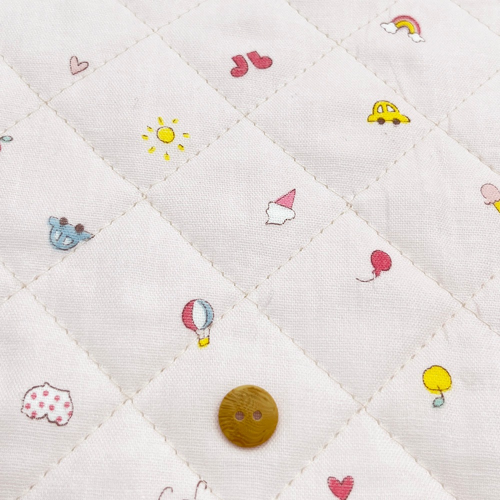 キルティング【nu-nos original good fabric】play Land｜ダブルガーゼ  コットン (ベビーピンク)