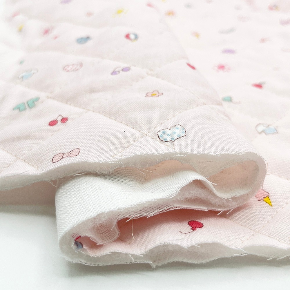 キルティング【nu-nos original good fabric】play Land｜ダブルガーゼ  コットン (ベビーピンク)