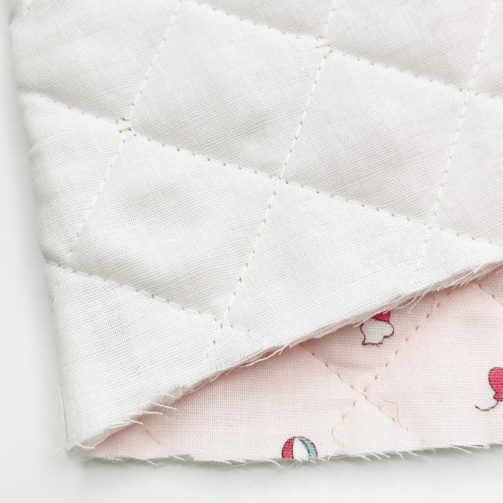 キルティング【nu-nos original good fabric】play Land｜ダブルガーゼ  コットン (ベビーピンク)