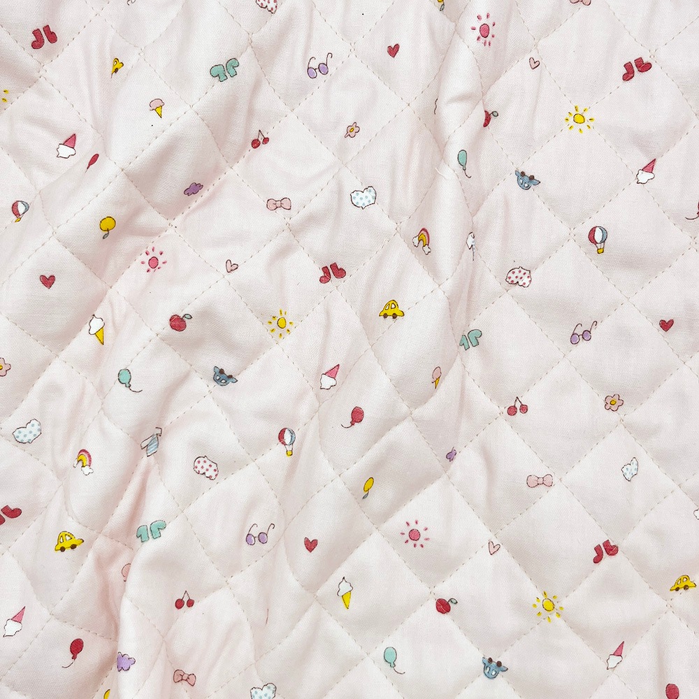 キルティング【nu-nos original good fabric】play Land｜ダブルガーゼ  コットン (ベビーピンク)